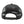 Black mesh cap with a white logo on a white background